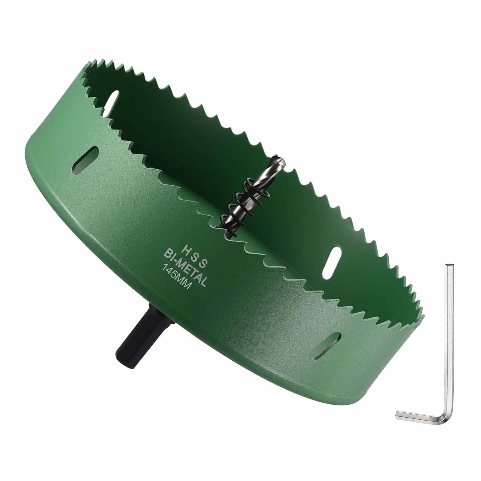DTGN 5-45/64" Bi-Metal Hole Saw M42 HSS - 145mm Hole Cutter - Good for Thick Stainless Steel/Alloy/Aluminium/Brass/Copper - Green