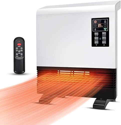 Calentador eléctrico - Calentador de espacio de 1500 W, calentador de habitación montado en la pared con base de pie, ahorro de energía,