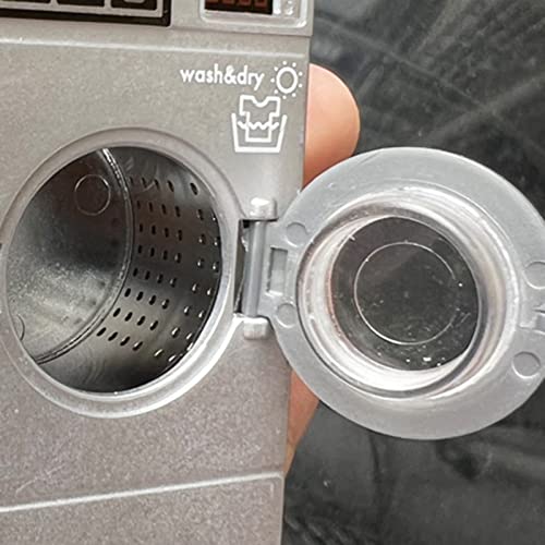 Goodliest 1:12 Scale Miniature Dollhouse Washer Openable Lid Washing Machine Model Miniature Dollhouse Furniture Washer Dryer For 1/12 Doll House Decor Grey #TOP5