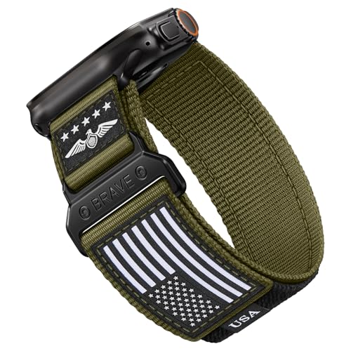 Image of Sport Bands Compatible with Apple Watch Ultra 3 Band 49mm 46mm 45mm 44mm 42mm Men Women, Rugged Nylon Loop Strap with Durable Metal Stars-Stripes Flag for iWatch Ultra /Series 11 10 9 8 7 6 5 4 SE 3 2
