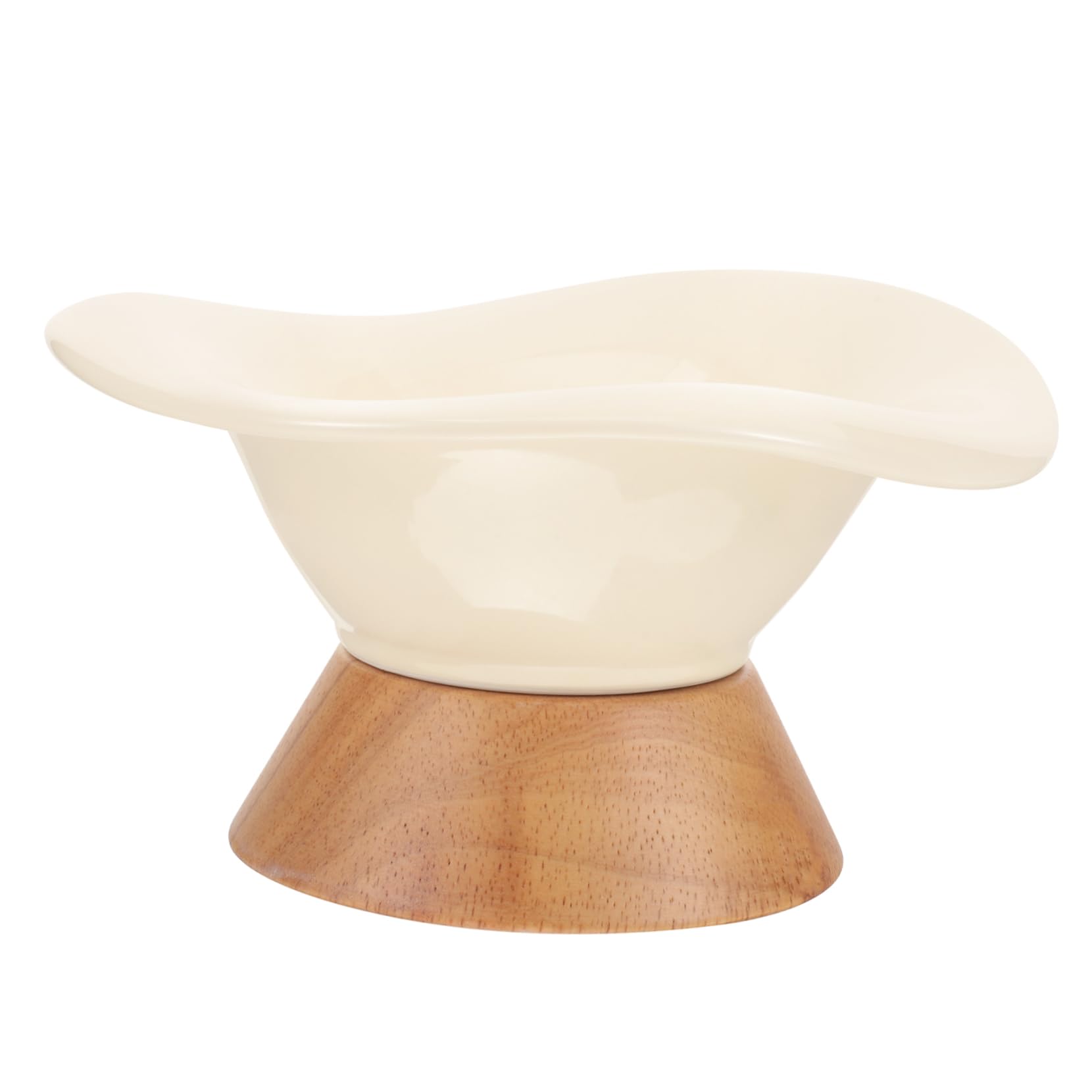 Comedero Elevado de Cerámica para Gatos, Cuenco Redondo Beige | Gran Capacidad, Superficie Lisa y Fácil de Limpiar, Diseño sin Rebabas y Uso Práctico para Mascotas