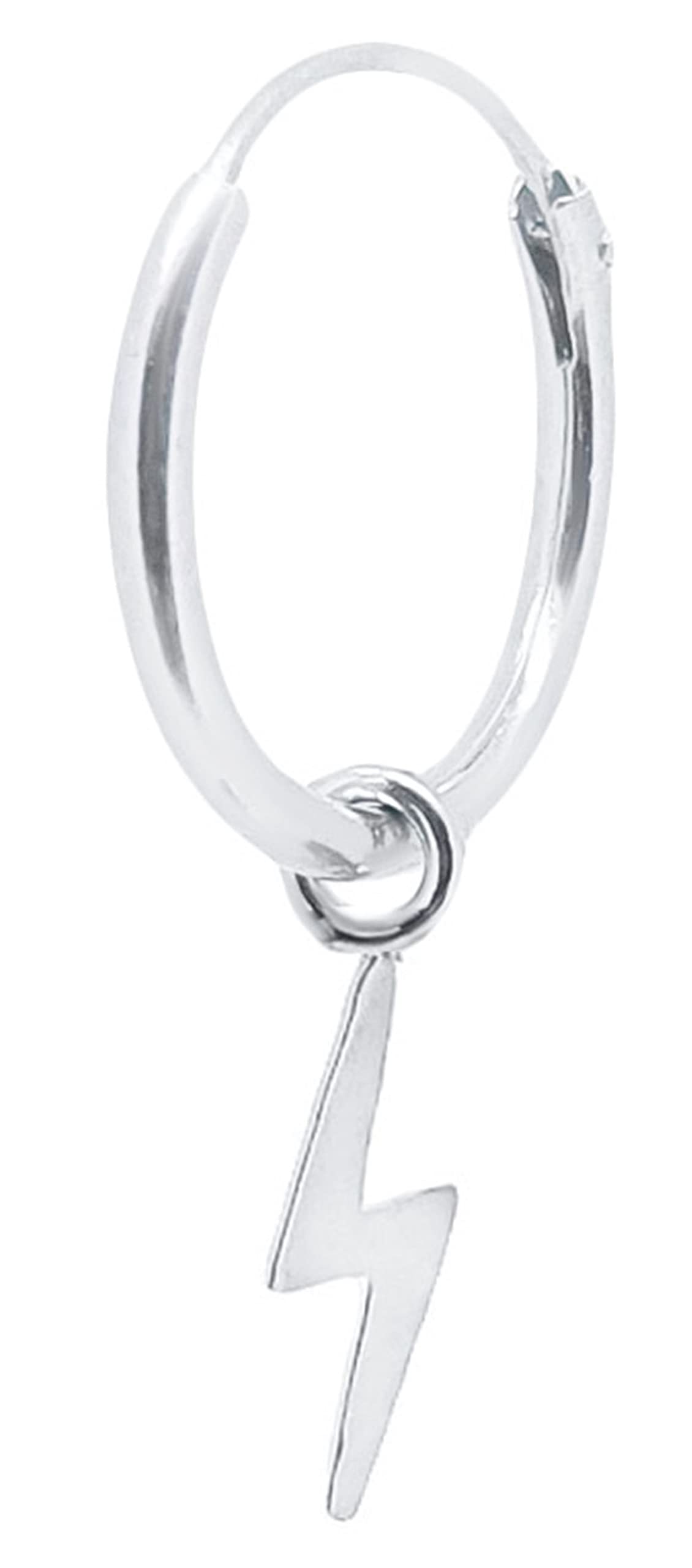 ENTREPLATA Un Pendiente Aro de Plata de Ley 925. Arete con Colgante con forma. Original Criolla Unisex con colgante