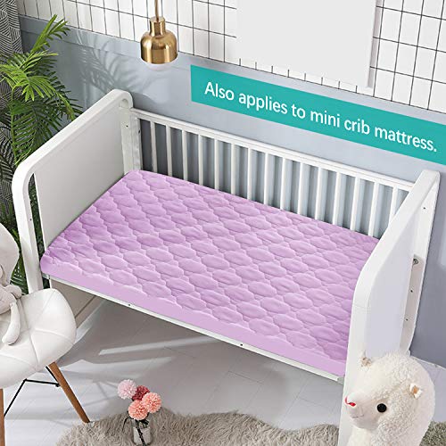Image of Waterproof Sheet for Pack and Play, Playard Sheets Protector 39 inch X 27 inch | Pack and Play Mattress Protector fits for Baby Foldable and Playard Mattress, Portable Mini Crib, Lavender