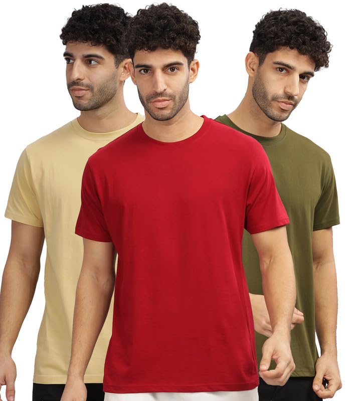 Image of XENOVAURBAN Unisex Regular Cotton Combo of 3 Solid Color Tshirt