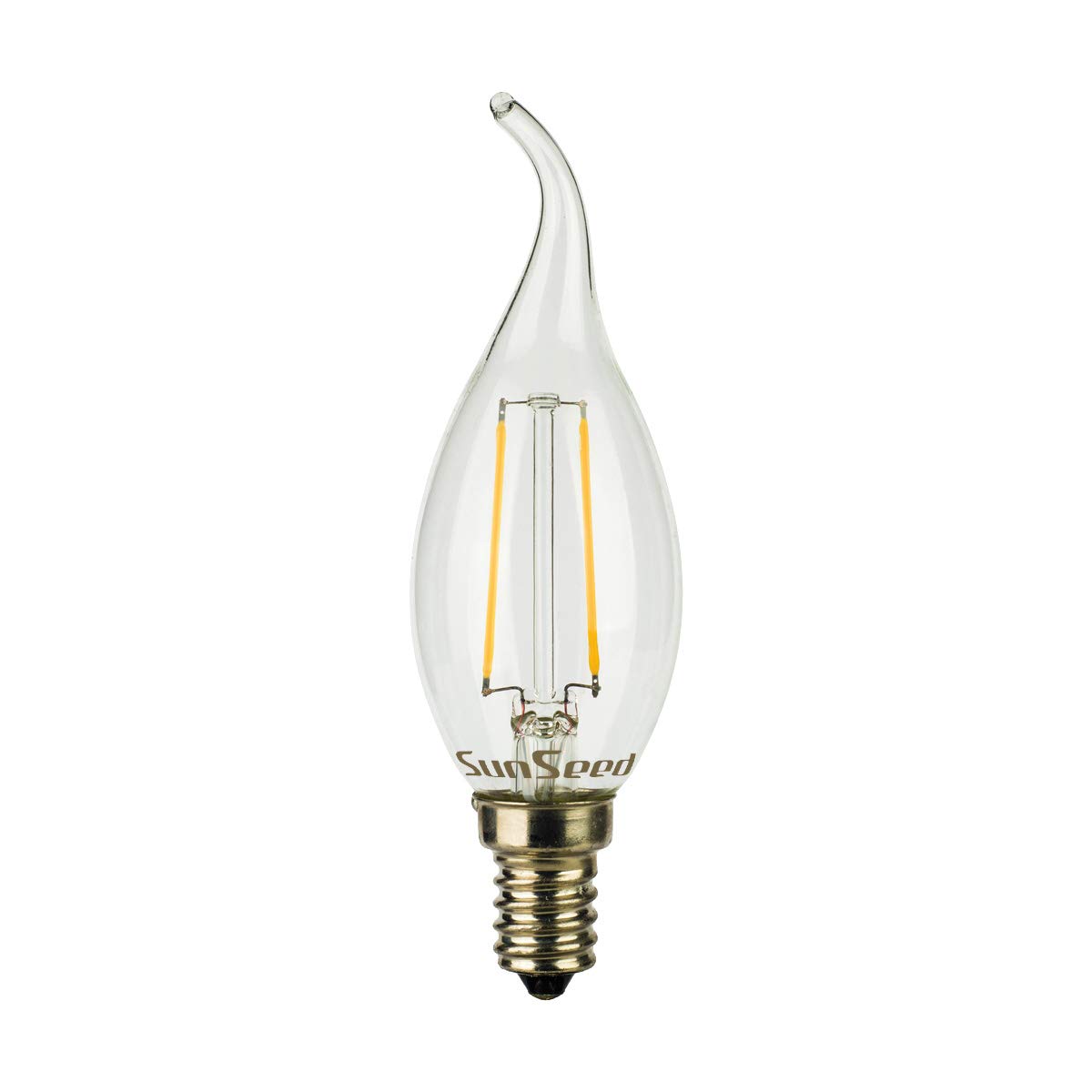 SUNSEED 6 X E14 2W (Equivalent to 25W) Sapphire Filament LED Flame Light Bulb C35TA Warm White 2700K, Pack of 06 - Warm White 2700k - Image 3