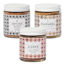 Villa Jerada - Middle Eastern Spice Set Aleppo Pepper, Shawarma & Kefta Seasoning | Mediterranean Grill & BBQ Rubs | All-Natural, Small-Batch, Glass Jars | 3-Pack Gift Set