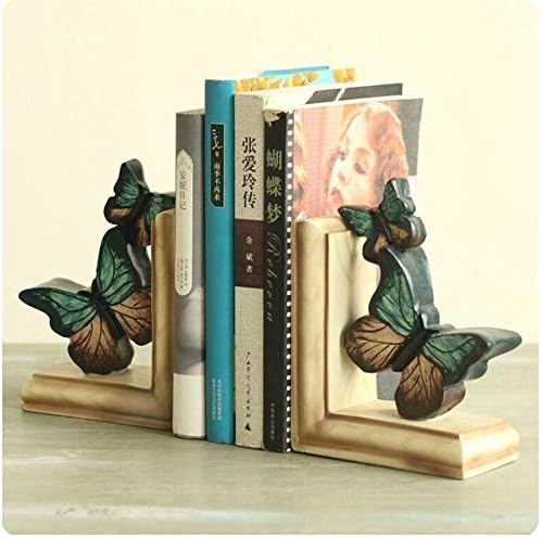 LILOVE Retro Ice Blue Butterfly Bookends, Creative American Decorations, Bookends, Bookshelves, Resin Crafts Ornaments