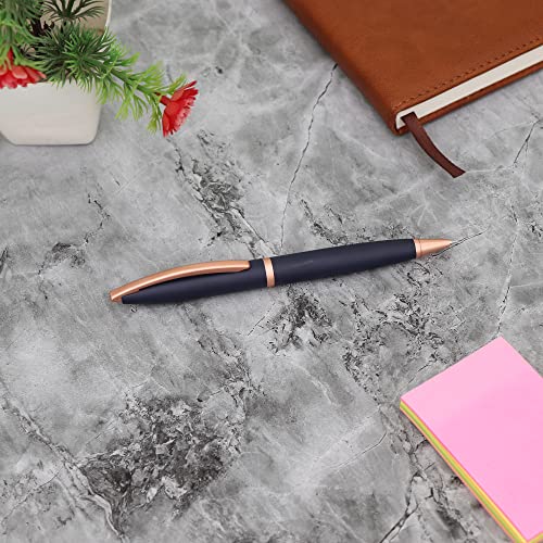 Image of Personalised Metal Pen with Name, Logo, Pack of 1 (Blue Rose Gold)