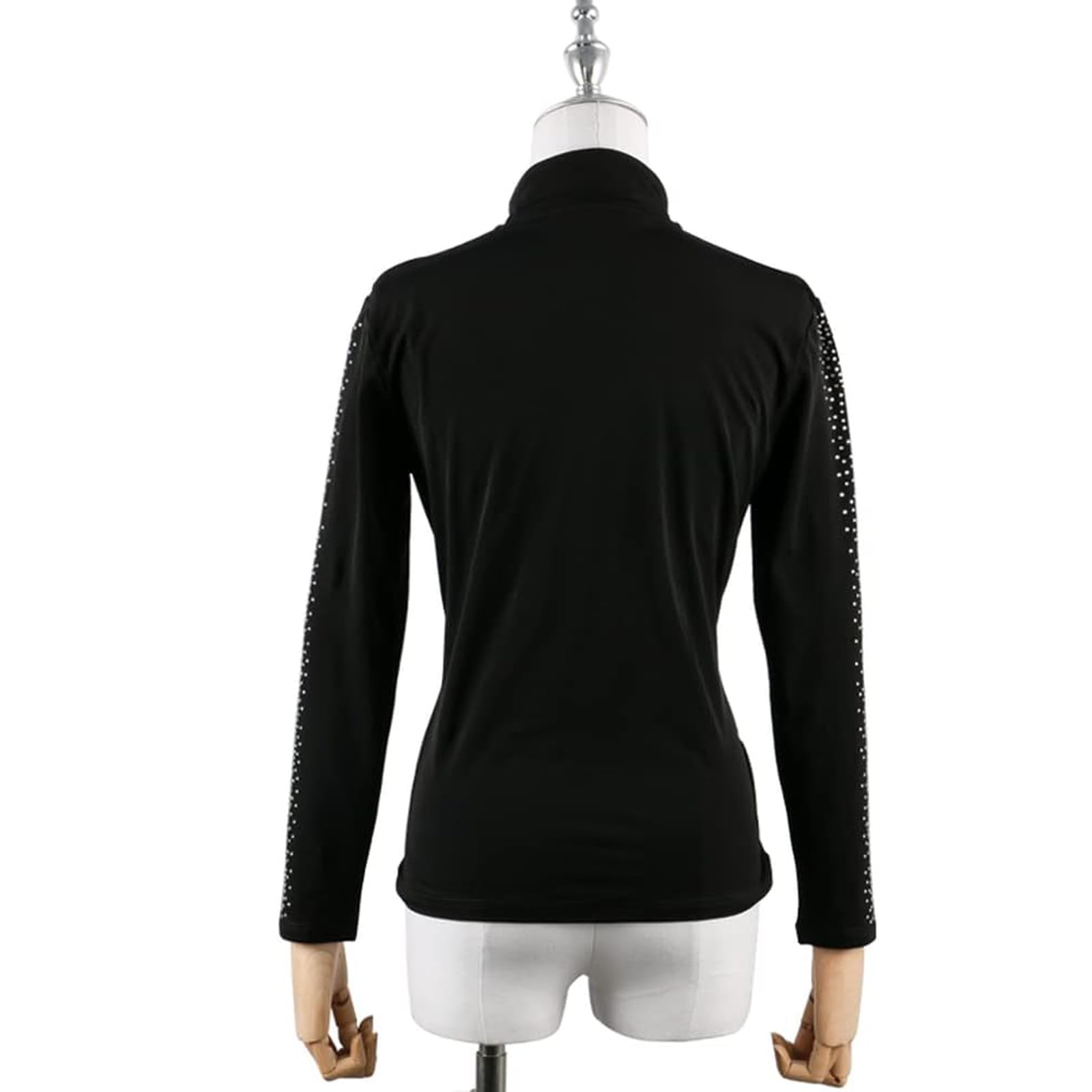 LIUHUO Eiskunstlauf Trainingsanzug Jacke Mädchen Strass Vertikale Streifen Schwarz