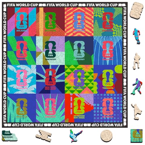 Image of FIFA World Cup 2026 Wooden Jigsaw Puzzle,Gift for Soccer Fan-Mosaic 300Pcs | Official Licensed,5MM Thick Soccer puzzles,Long-Lasting Display sports memorabilia collector,300 Pieces Irregular Shape