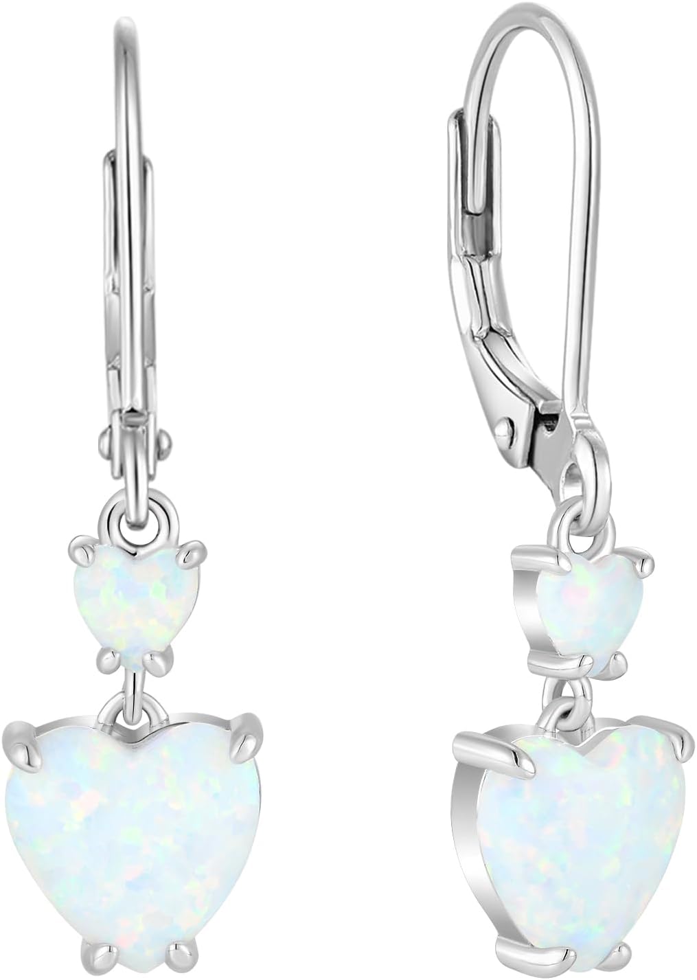 925 Sterling Silver Created Opal Lever Back Earrings Oval Cut Dangle Drop Earrings for Women Jewelry for Her Mothers Day Christmas