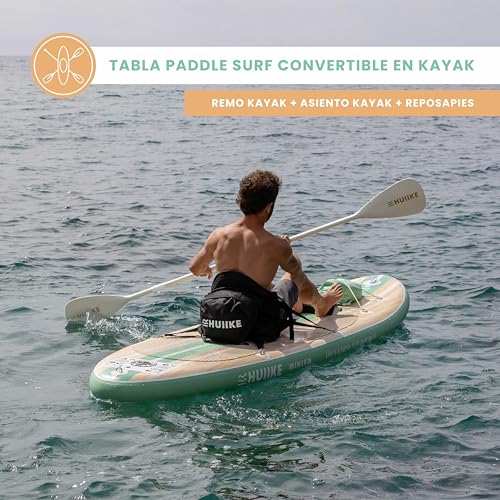 HUIIKE Tabla Paddle Surf Hinchable con Accesorios Incluidos, Remo, Quillas, Inflador. Stand Up Paddle Board Gran Estabilidad y Resistencia. 305 x 84 x 15 cm, Soporta hasta 130 kg - imagen 4