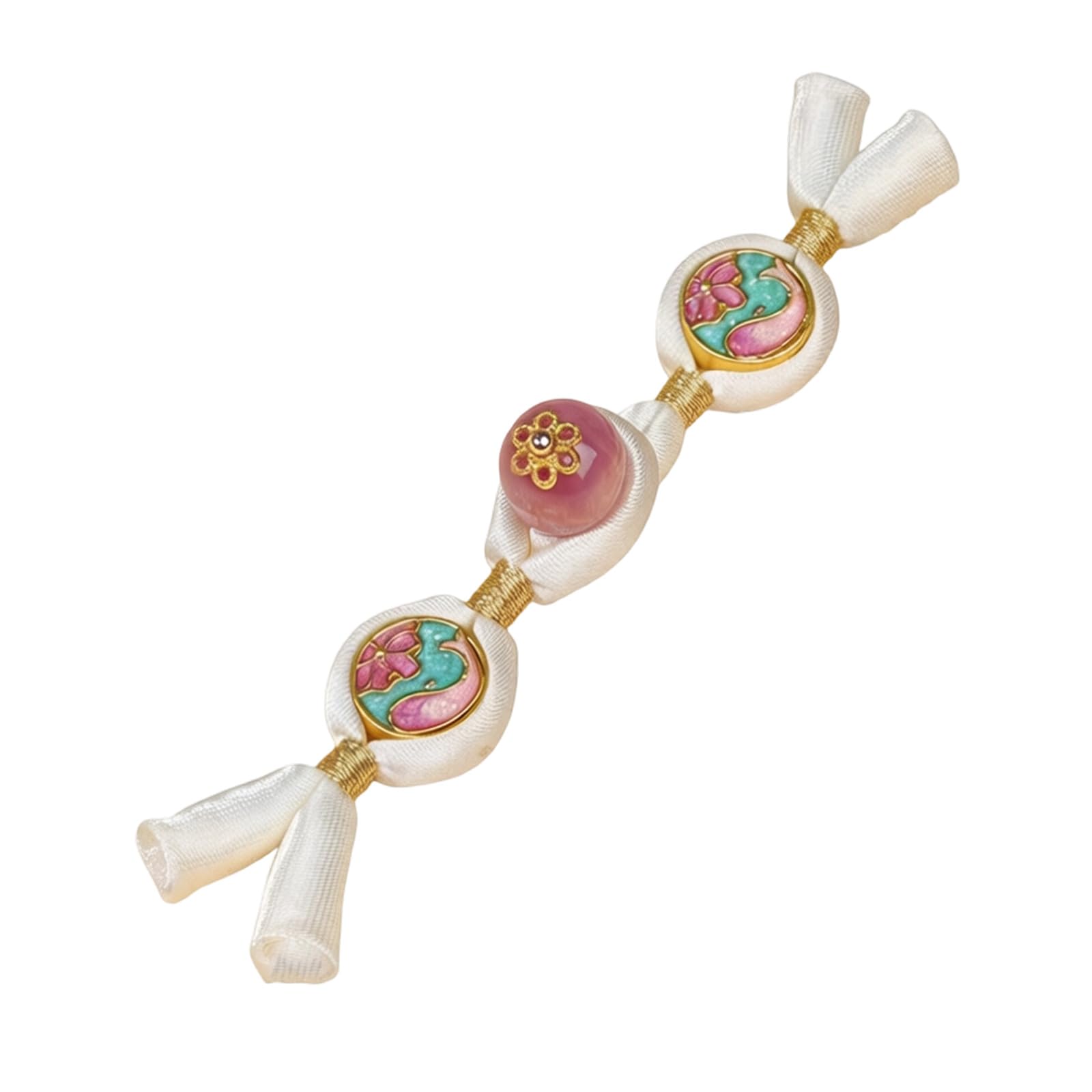 ljhnba Chinese Traditional Dress Decoration with Round Fortunes Symbol and Elegant Silk Tassels Sewing Accessory Set