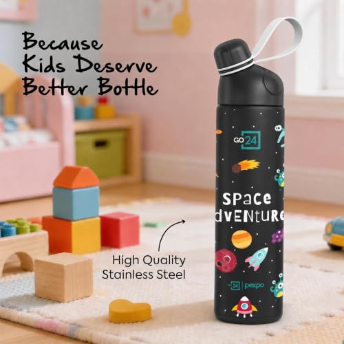 Image of Stainless Steel Water Bottle for School Kids Pico Black - Space
