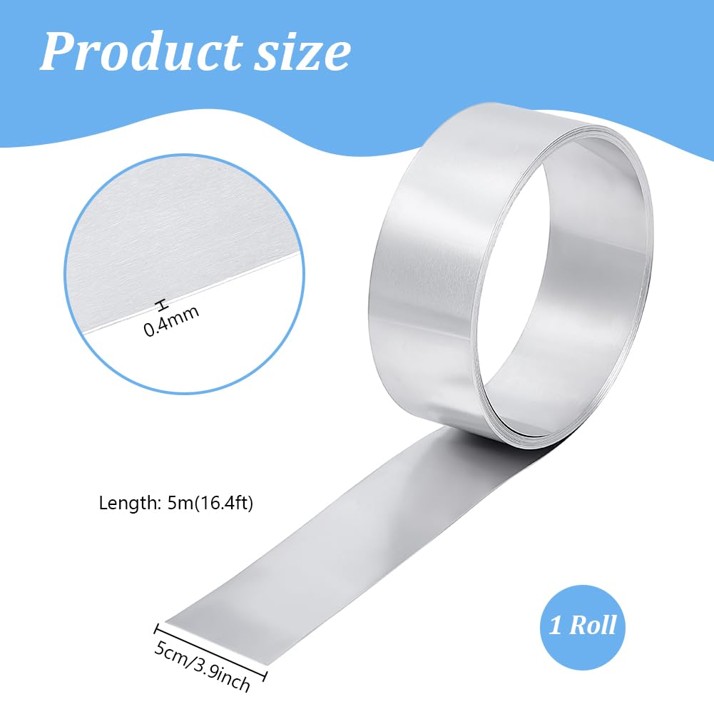 PH PandaHall 5m x 5cm Solin en aluminium Feuille D'Aluminium Rouleau de Tôle D'Aluminium de 0.4mm pour Sceller les Portes et Fenêtres de Bricolage