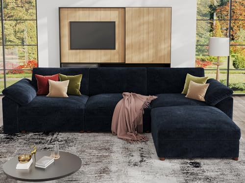 EASE MOOSE Blue Sectional Modular Sofa Oversized L Shape Sectional Couch Wide Deep seat Sectional Sofa Removable Cover