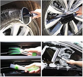 AUTODECO 22Pcs Car Wash Cleaning Tools Kit Car Detailing Set with Black Canvas Bag Pink Collapsible Bucket Wash Mitt Sponge Towels Tire Brush Window Scraper Duster Complete Interior Car Care Kit