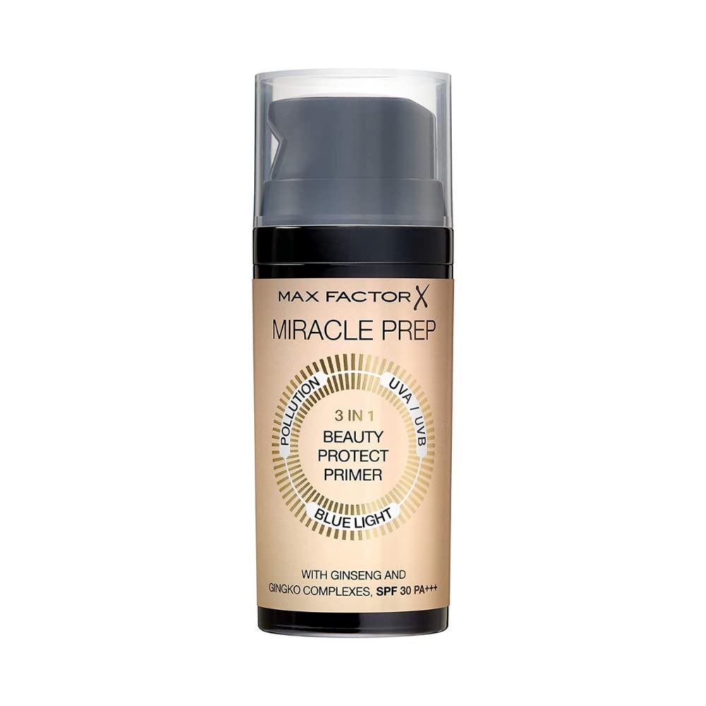 3 x New Max Factor Miracle Prep 3in1 Beauty Protect Primer SPF30 30ml
