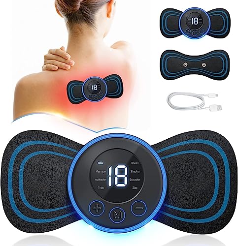 Dkriva Body -Massager Machine for Pain Relief Wireless Massager 8 Mode & 19 Strength Level EMS Massager Mini Massager Butterfly Massager for Shoulder Legs Massage Neck Massager Back Massager(1 pcs)