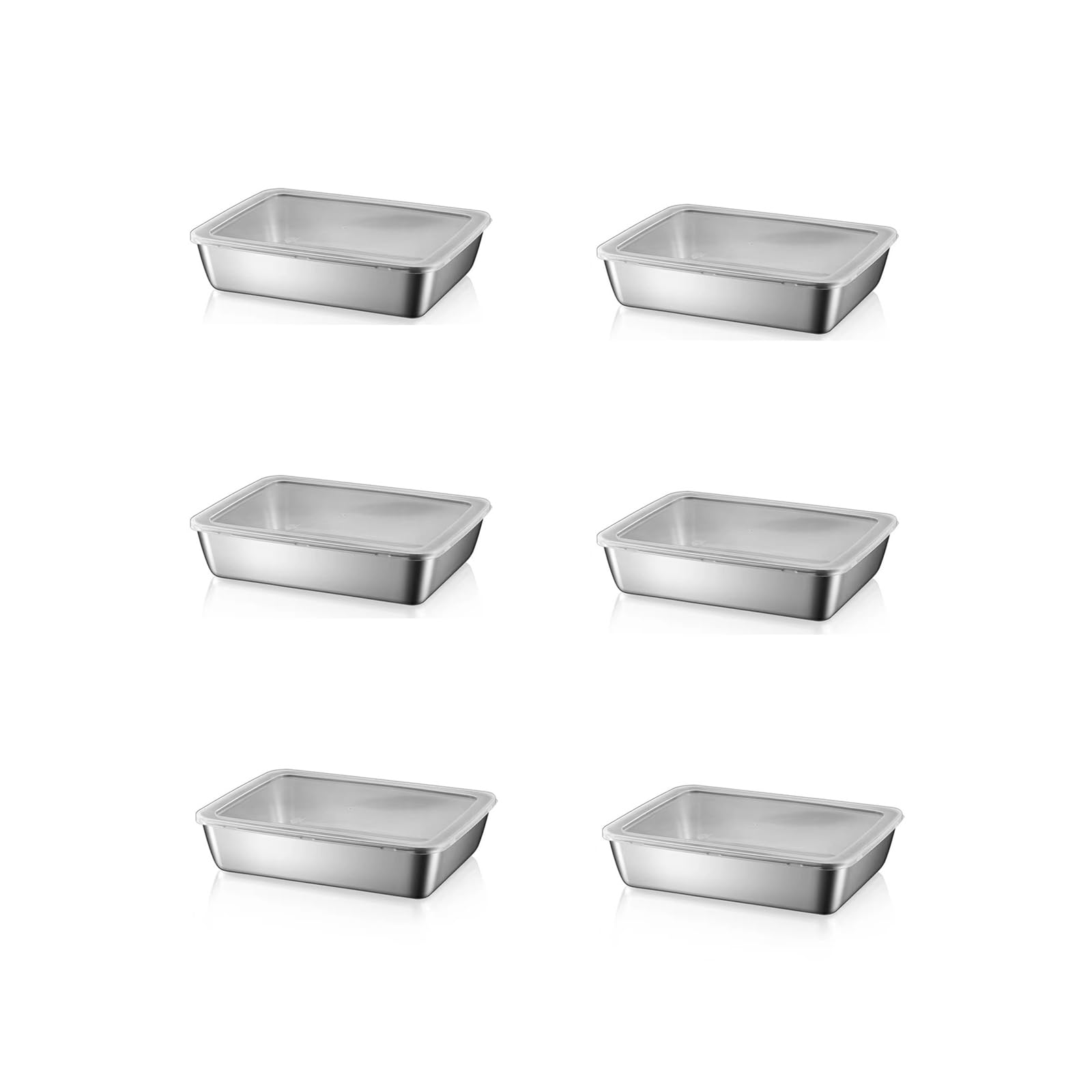 Bandeja de acero inoxidable para servir barbacoa, recipiente de alimentos inoxidable con tapa sellable, gran capacidad para cocina, almacenamiento al aire libre y refrigerador, perfecto para fiestas y