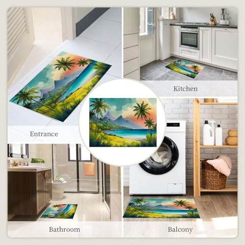 Tapis salon vert olive doux moquette pour chambre lavable antidérapant - 8
