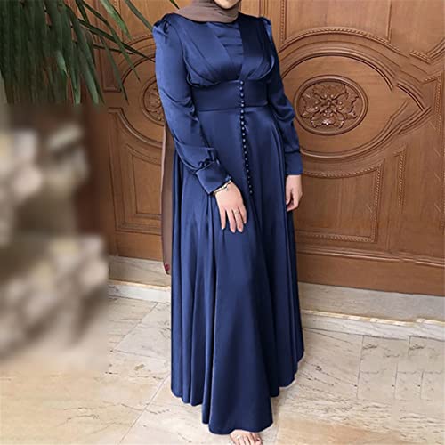 Abaya Dubaï en satin fluide au drapé fluide marron M - 4