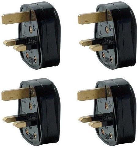 Solent Cables Pack of 4 UK 3 Pin 13A Fused Mains Plugs - Black