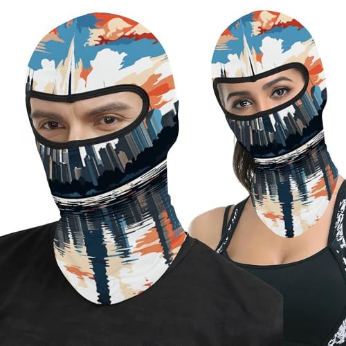 Pasamontañas para hombres y mujeres con impresión de Chicago Skyline, máscara facial térmica para clima frío, equipo para motocicleta, máscara de esquí de invierno para mujeres y hombres miniatura 1