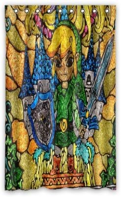 Personalized Custom Zelda Wind Waker Faux Stained Glass Window Curtain / Drapery / Panels / Treatment Thermal Insulated Blackout Window Curtains 52 "x 84" Inch Home Decoration