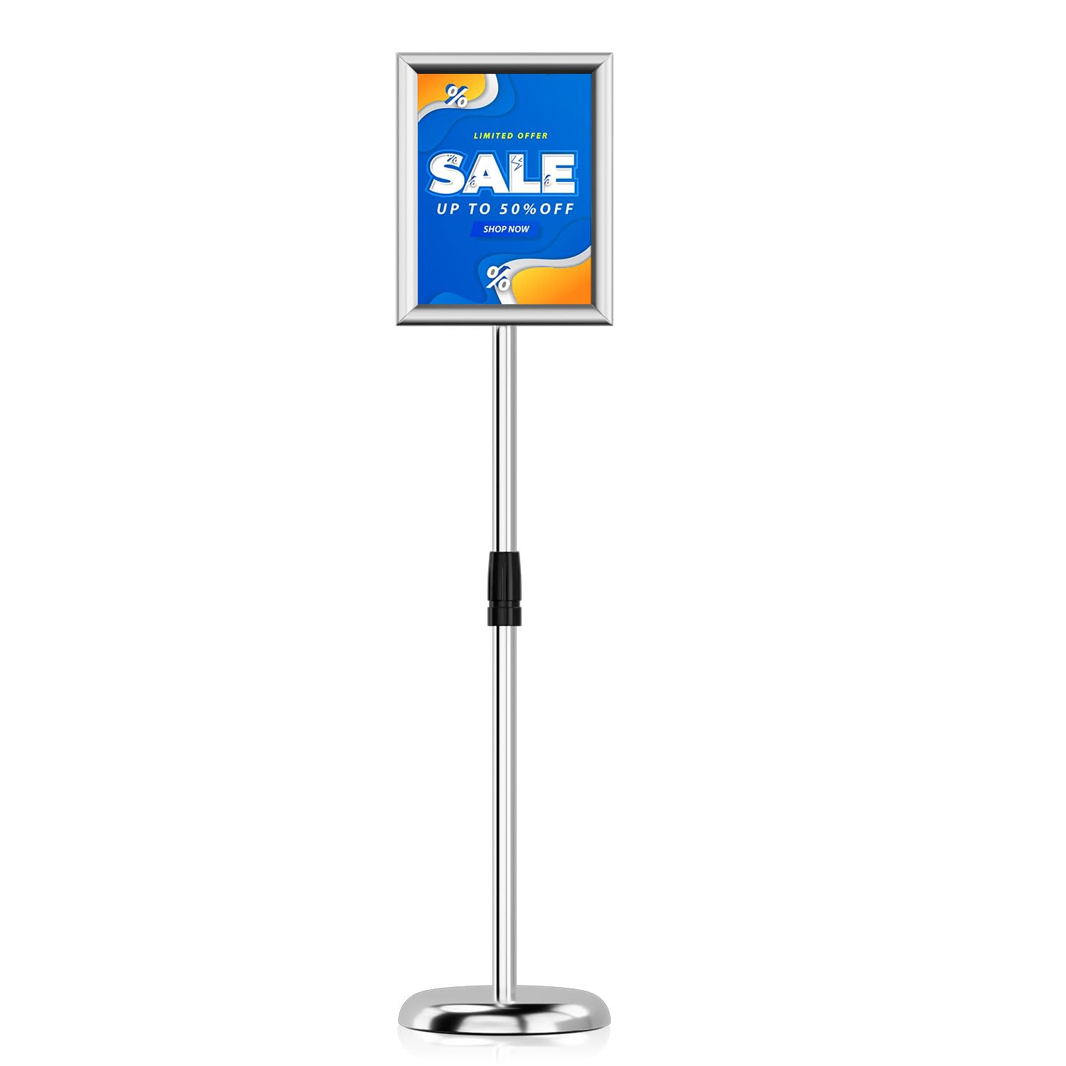 Standing Sign Holder 8.5 x 11 Inch, Heavy Duty Pedestal Poster Sign Stand with Snap-Open Frame for Events, Storefronts, Offices, Fairs, Lobbies, and