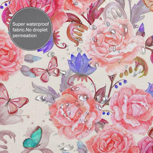 Rideau de douche polyester fleurs et papillons rose 183x183cm - 7
