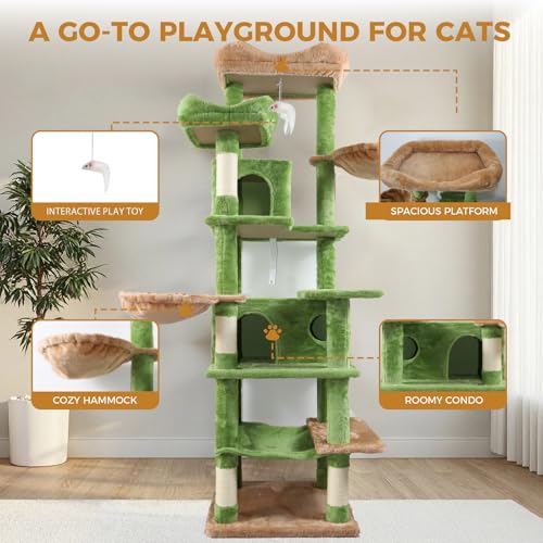 Torre para gatos de 68 pulgadas con rascadores y hamacas miniatura 4