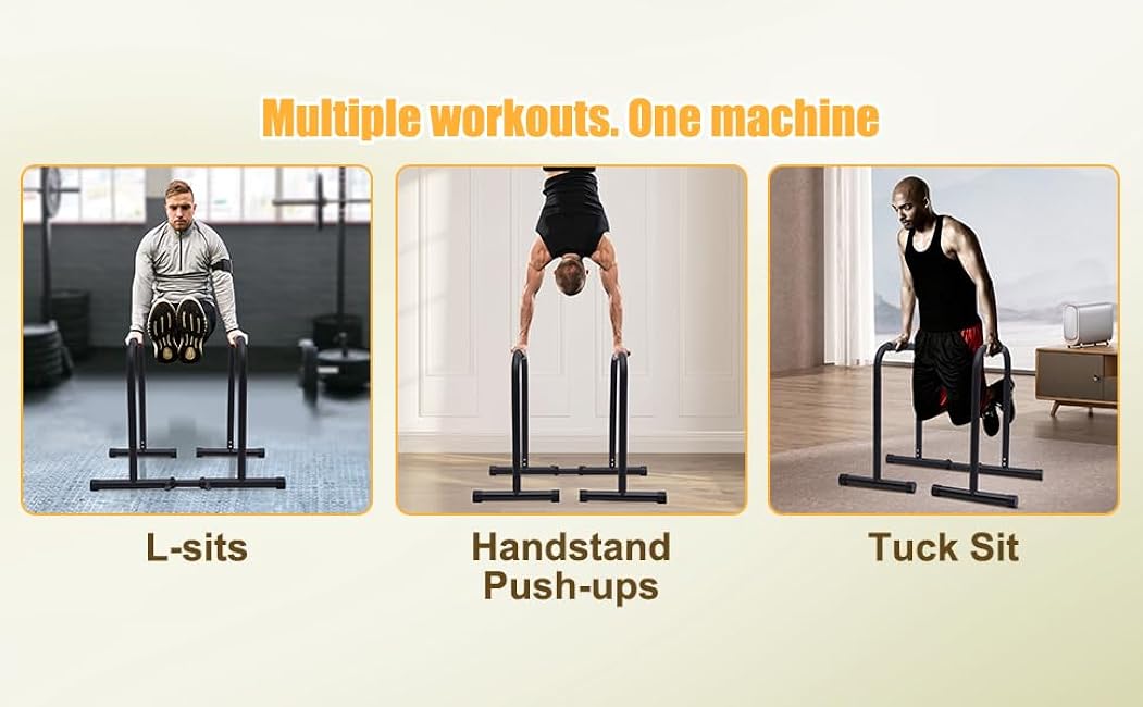 Dip Bar, Adjustable Parallel Bars for Home Workout, Dip Station with 440lbs Loading Capacity, Heavy Duty Parallel Bars Workout Equipment for Calisthenics, Strength Training