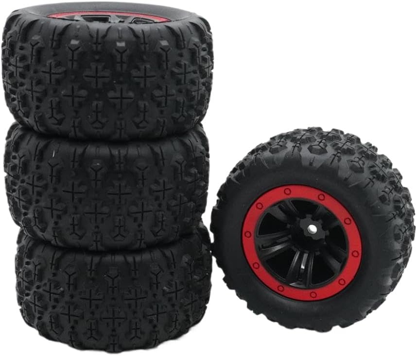 4PCS 85mm Skidproof Rubber Tire Wheels 12mm HEX Compatible with 1/14 1/16 RC Models