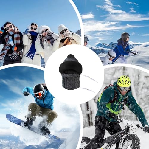 Bonnet chauffant d'hiver pour ski et randonnée en coton noir
