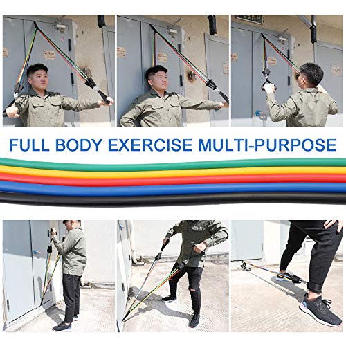 Extrator de fitness, Andoer 11 unidades/conjunto Fitness Puller Cinto multifuncional de força muscul