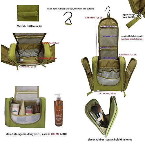 Colleer Multifunctional Large Waterproof Shower Wash Bag with Hook - Green