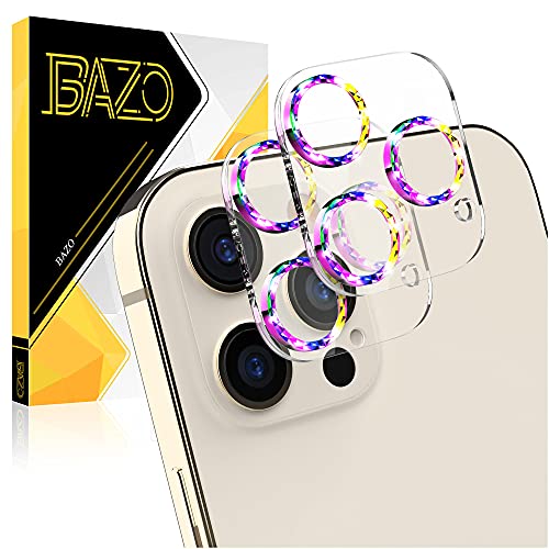BAZO [Dazzle Colour] Compatible for iPhone 12 Pro Max 6.7'' Prismatic Blingy Camera Lens Protector, Colorful Aluminum Alloy Ring Full Coverage Tempered Glass Cover-Dazzle Colour (2 Pack)