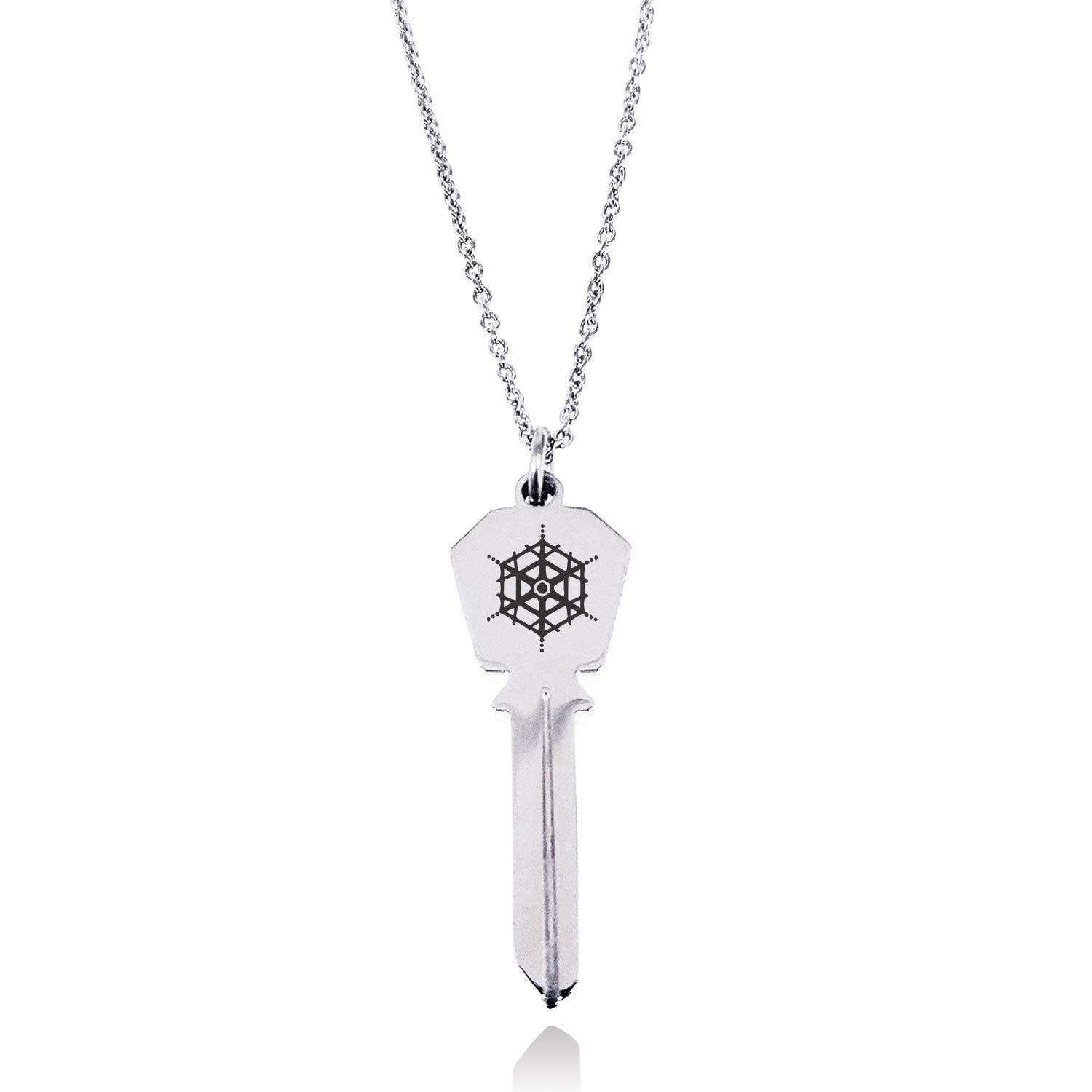 Tioneer Stainless Steel Weaved Snowflake Hexagon Head Key Charm Pendant Necklace