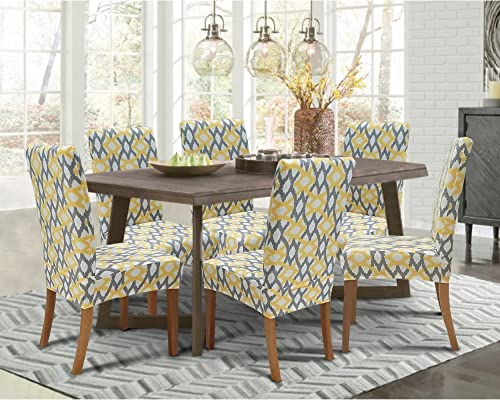 Image of SPRINGRICO Chair Covers for Dining Room 6 Pack, Stretch Dining Chair Cover, Washable Spandex Kitchen Parsons Chair Slipcovers, Removable Seat Protector for Home or Party ( Set of 6, Sunshine Zen)