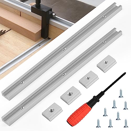 SCHYIDA 2 Piezas Guías T de 400 mm Riel para Mesa de Trabajo con 4 Tuercas 8 Tornillos y 1 Desatornillador Guía de Aluminio para Sierra de Banco Guía Deslizante para Mesa de Corte Router Fresadora