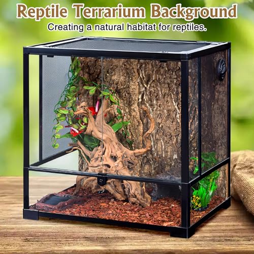 Image of Fhiny 10 PCS Cork Bark Background, 11.6 inch x 7.7 inch Natural Cork Bark for Reptiles Bearded Dragon Climbing Backdrop Terrarium Habitat Wall Decor Accessories for Turtle Gecko Lizard Snake Spider Frog