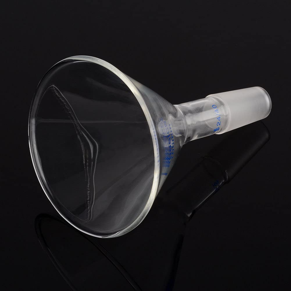 Labasics Imbuto da Laboratorio, Triangolo Imbuto, Imbuto per Polvere a Stelo Corto in Vetro con Diametro Esterno Superiore di 100mm e Interno Giunto 24/40