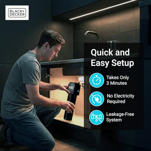 Image of BLACK+DECKER Undersink Water Filter 10'' | Reduces CHLORAMINE,Chlorine, Lead, PFAS, Bad Taste, Odor | Under Counter Water Filter Direct Connect to Kitchen Faucet | NSF /ANSI 42 Certified | 1 year