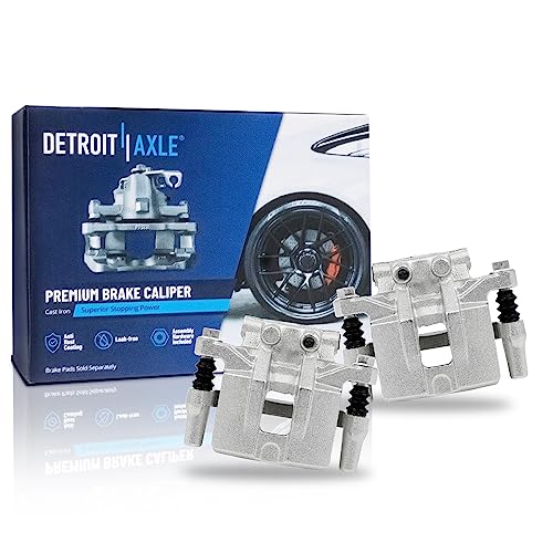 Image of Detroit Axle - Rear Drilled & Slotted Brake Rotors Calipers Pads | Replacement for Dodge Caliber Mitsubishi Lancer Outlander Sport RVR