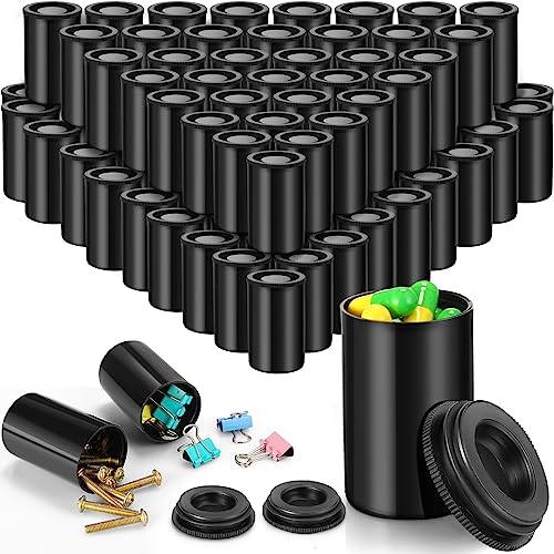 Image of JOVITEC 100 Pcs Plastic Film Canister Holder 35 mm Empty Camera Reel Containers Storage Containers Case with Lids for Small Accessories Fish Hook Film Beads(Black)