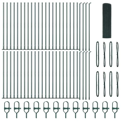 vidaXL Juego de Valla Verde Soldada Con Postes de Brida 100 X 0.5 m Duradera Malla Metálica para Áreas Exteriores Cercado de Jardín Estilo Tradicional Accesorios de Instalación