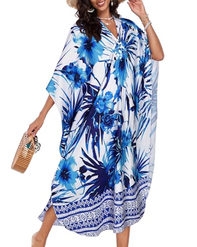 Image of Kaftan Dresses for Women V Neck Caftans Batwing Sleeve Beach Cover Ups