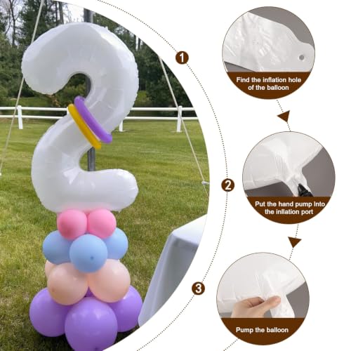 Image of 4 Balloon 40 inch White Number Balloons for 4th Birthday Party Decoration | Saturated Color, Large 40 inch, With Inflation Straw & Hanging Hole, Great for Bridal Party, Wedding, Thanksgiving, Christmas