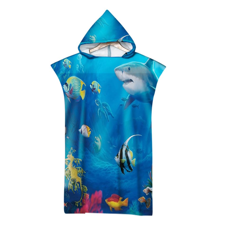 Lukery Asciugamano Con Cappuccio Per Bambini In Microfibra - Poncho Da Bagno E Spiaggia Assorbente - Stampa Estiva Marrone 60x80cm - 4